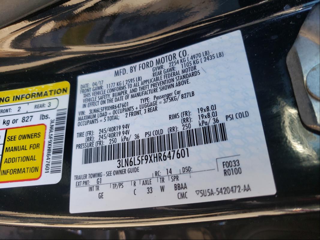 2017 LINCOLN MKZ RESERV 3LN6L5F9XHR647601