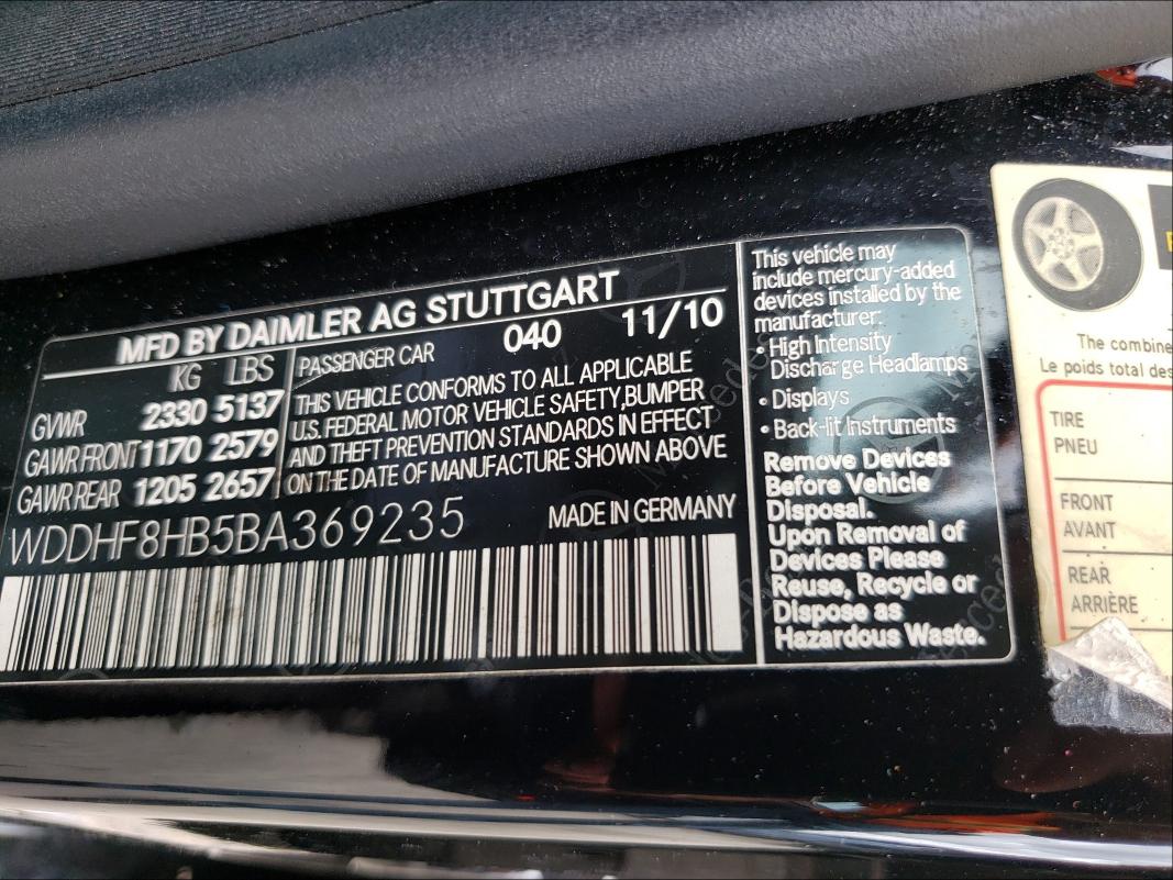 2011 MERCEDES-BENZ E350 WDDHF8HB5BA369235
