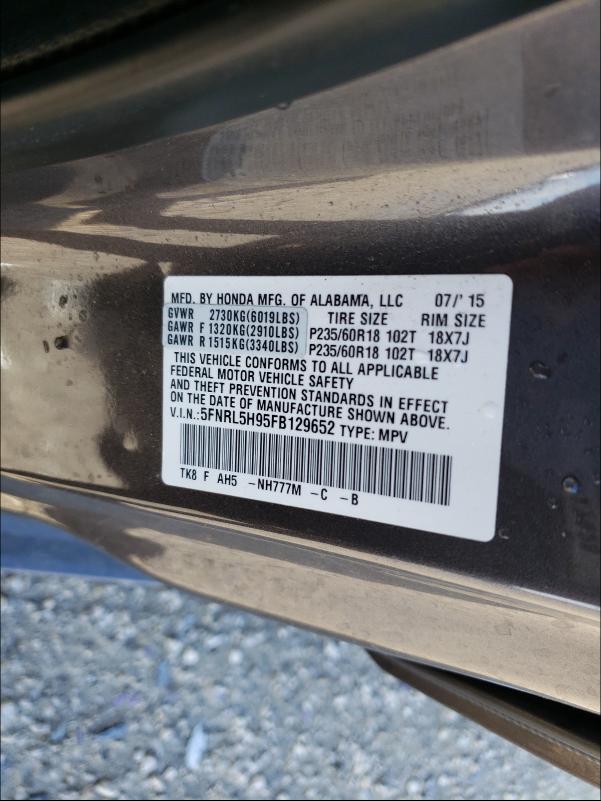 2015 HONDA ODYSSEY TO 5FNRL5H95FB129652