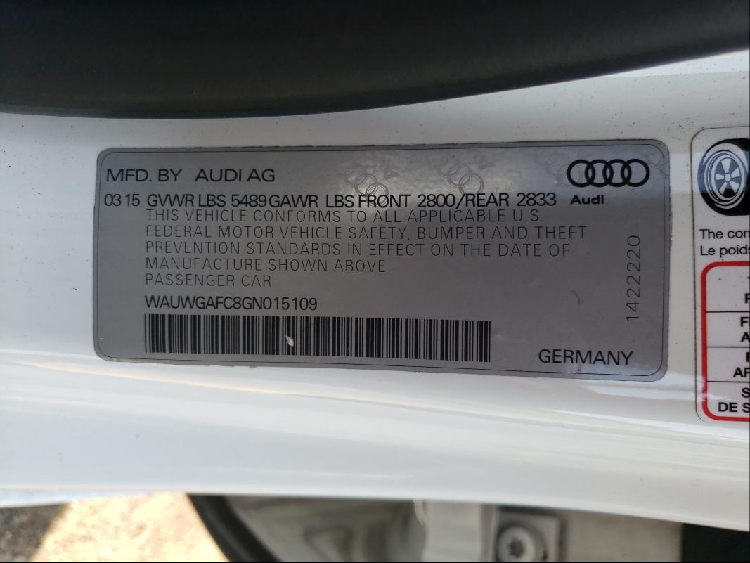 2016 AUDI A7 PREMIUM WAUWGAFC8GN015109