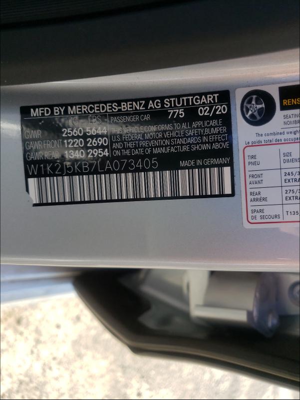 2020 MERCEDES-BENZ CLS 450 4M W1K2J5KB7LA073405