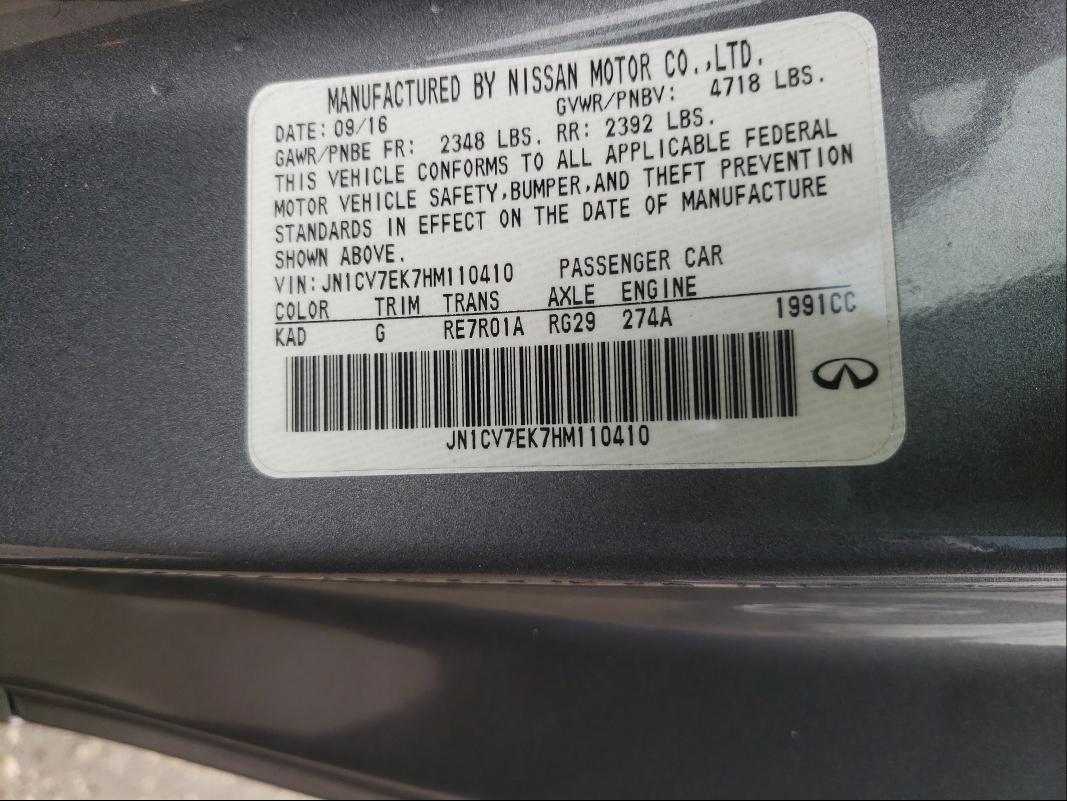 2017 INFINITI Q60 BASE JN1CV7EK7HM110410