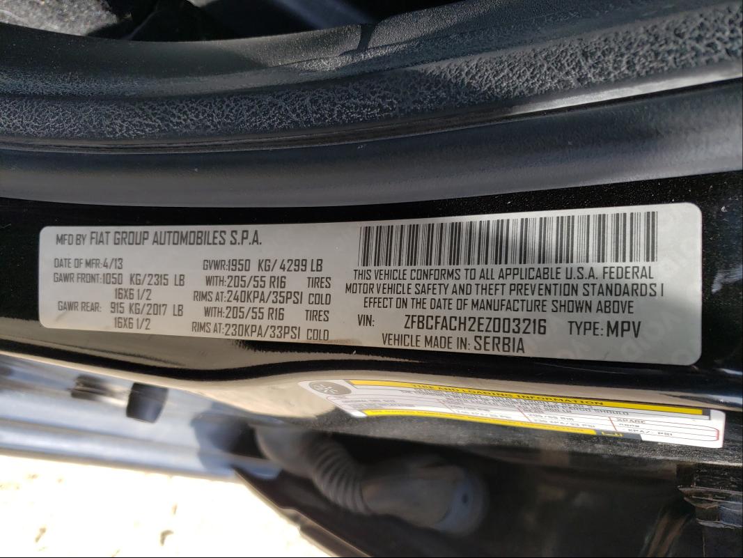 2014 FIAT 500L LOUNG ZFBCFACH2EZ003216