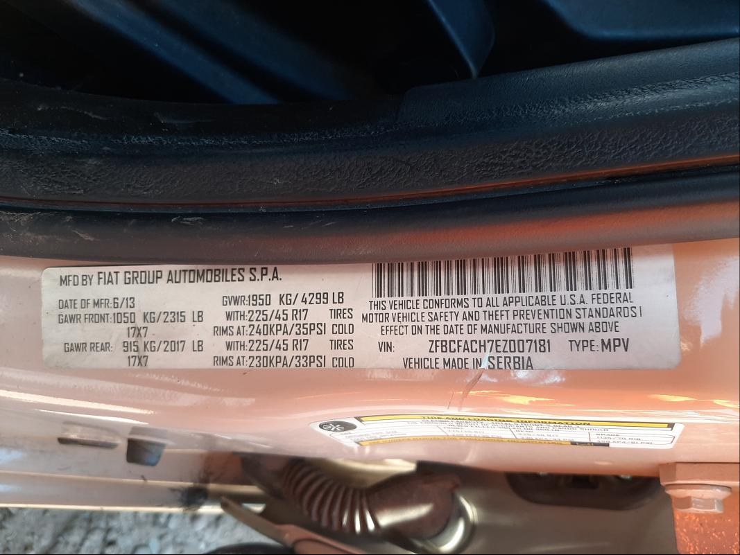 2014 FIAT 500L LOUNG ZFBCFACH7EZ007181