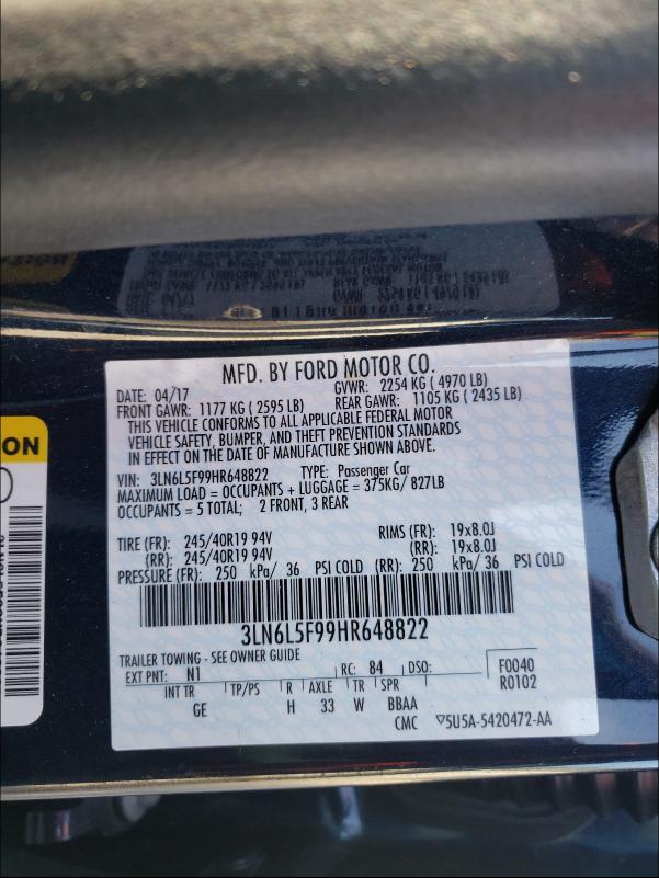 2017 LINCOLN MKZ RESERV 3LN6L5F99HR648822