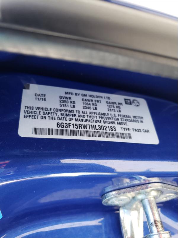 2017 CHEVROLET SS 6G3F15RW7HL302183