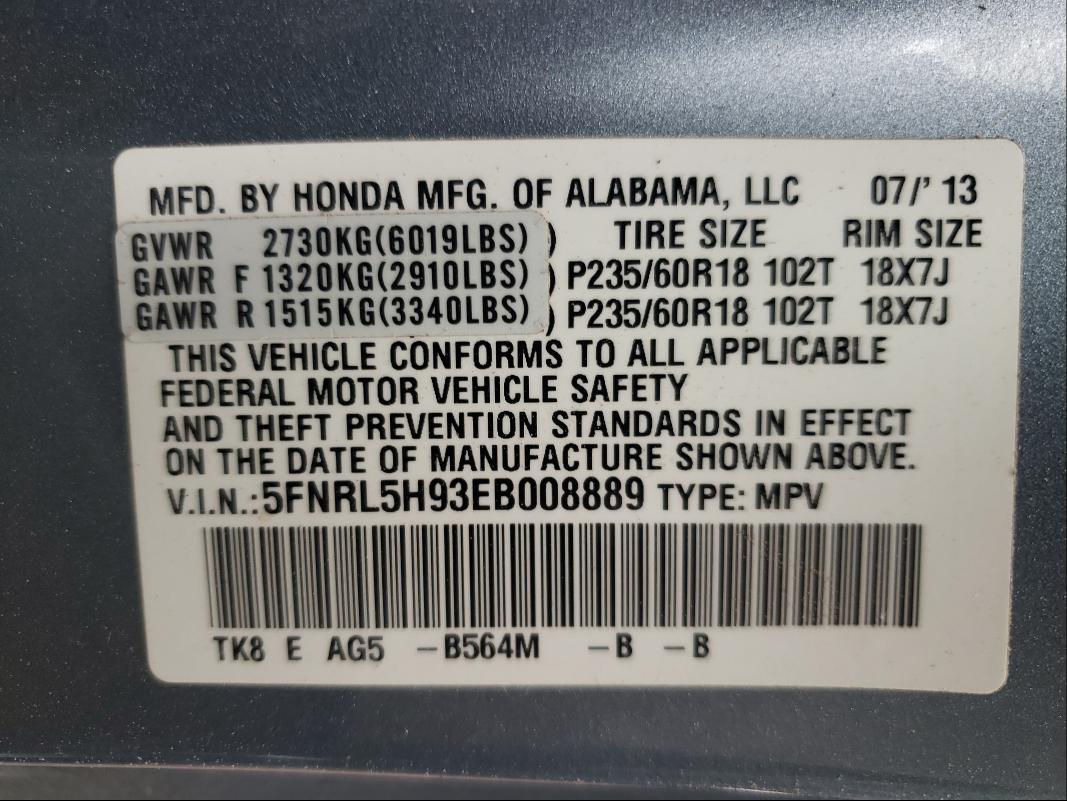2014 HONDA ODYSSEY TO 5FNRL5H93EB008889