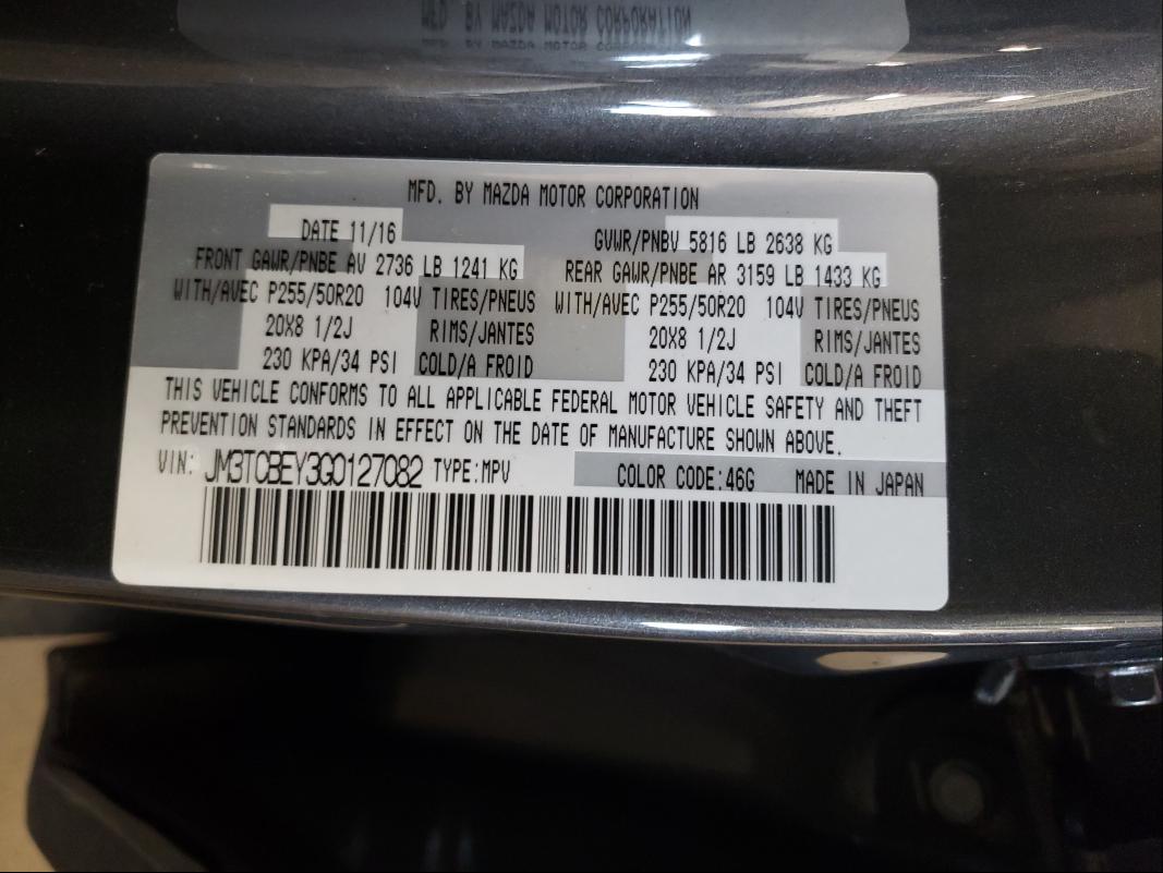 2016 MAZDA CX-9 AWD JM3TCBEY3G0127082