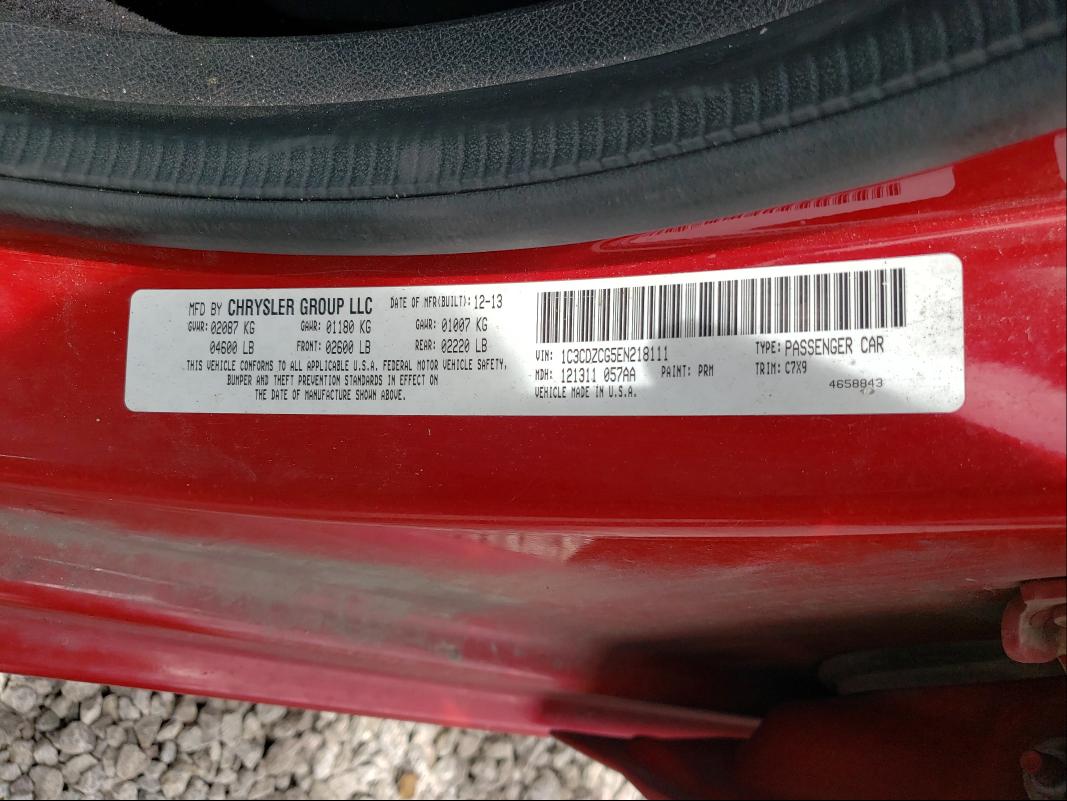 2014 DODGE AVENGER SX 1C3CDZCG5EN218111