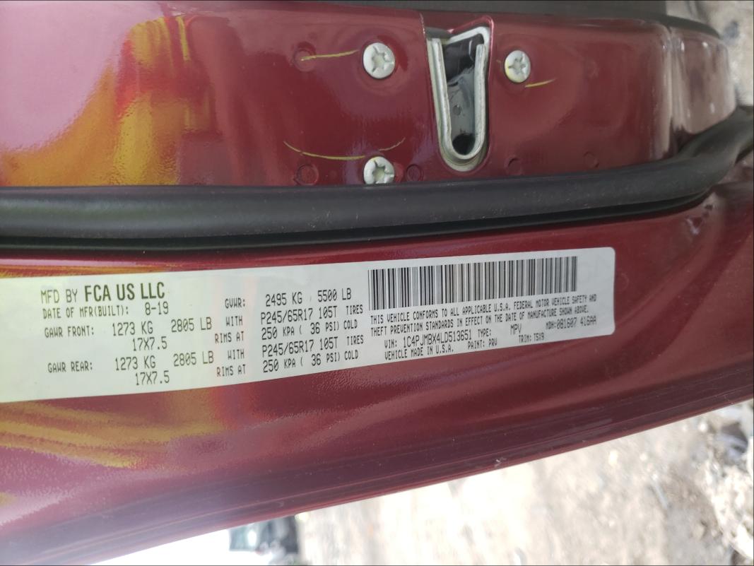 2020 JEEP CHEROKEE T 1C4PJMBX4LD513651