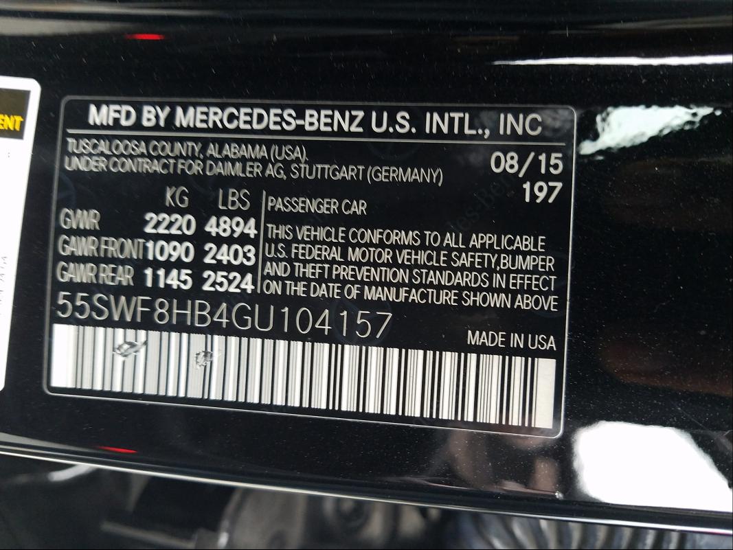 2016 MERCEDES-BENZ C 63 AMG-S 55SWF8HB4GU104157