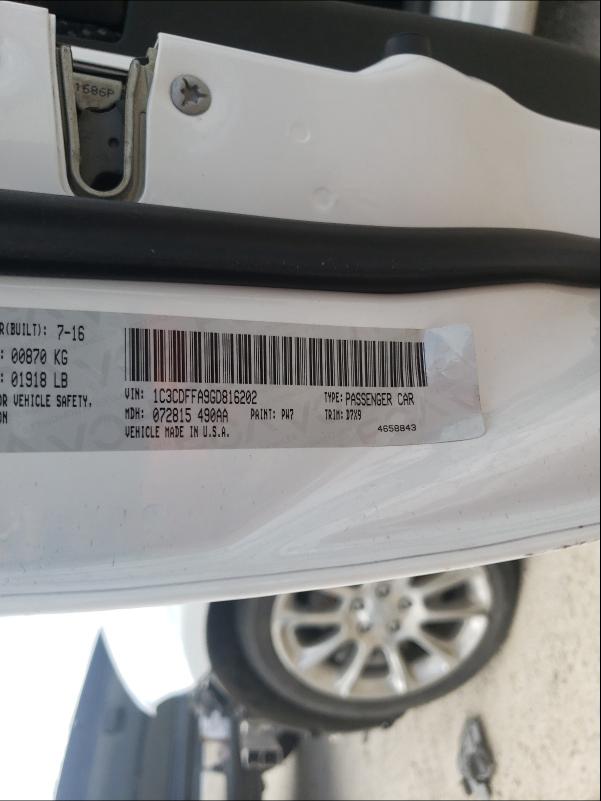 2016 DODGE DART SXT S 1C3CDFFA9GD816202