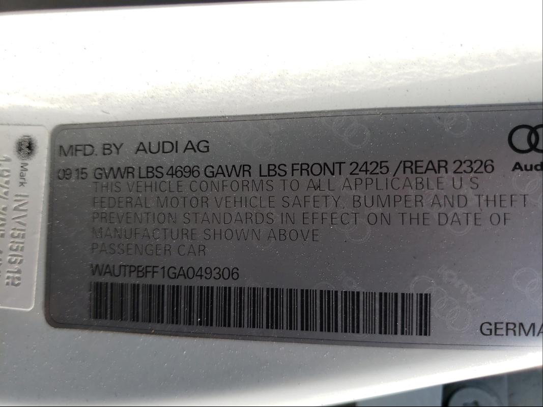2016 AUDI A3 E-TRON WAUTPBFF1GA049306