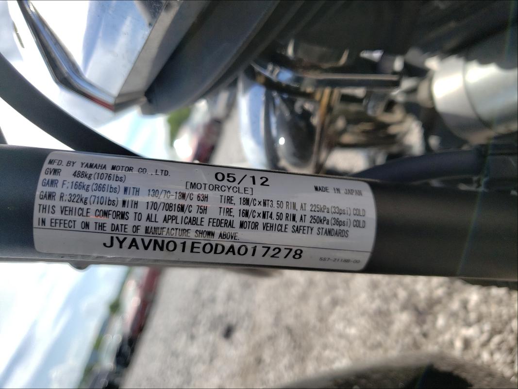 2013 YAMAHA XVS950 A JYAVN01E0DA017278