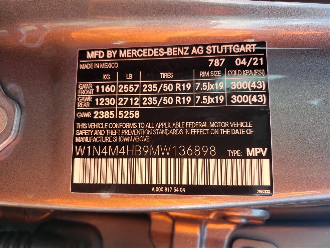 2021 MERCEDES-BENZ GLB 250 4M W1N4M4HB9MW136898