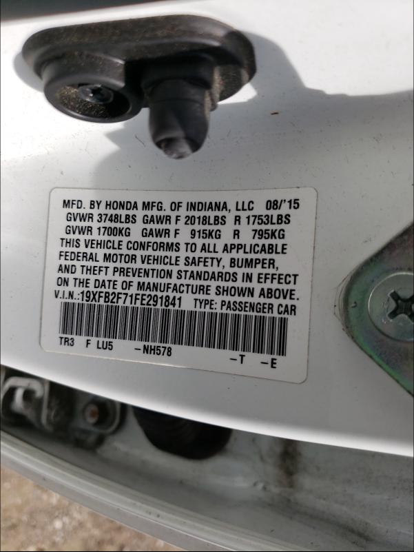 2015 HONDA CIVIC SE 19XFB2F71FE291841