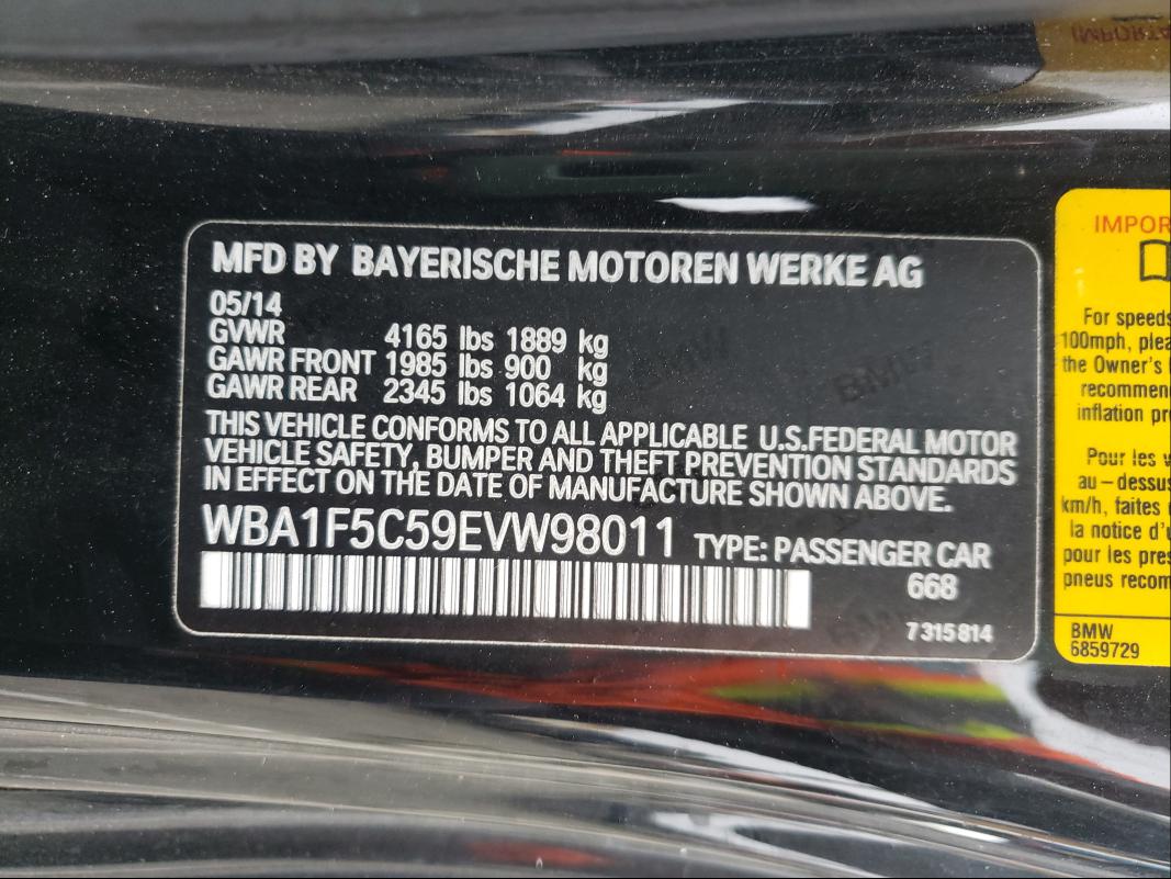 2014 BMW 228 I WBA1F5C59EVW98011