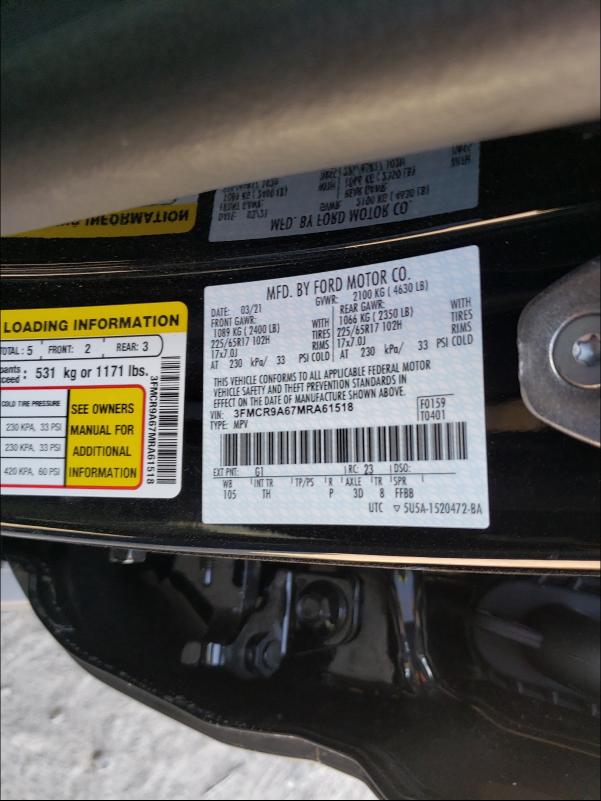 2021 FORD BRONCO SPO 3FMCR9A67MRA61518