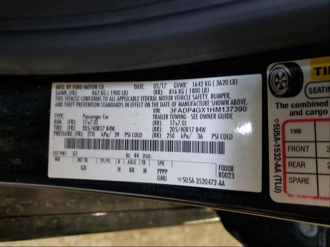 2017 FORD FIESTA ST 3FADP4GX1HM137390