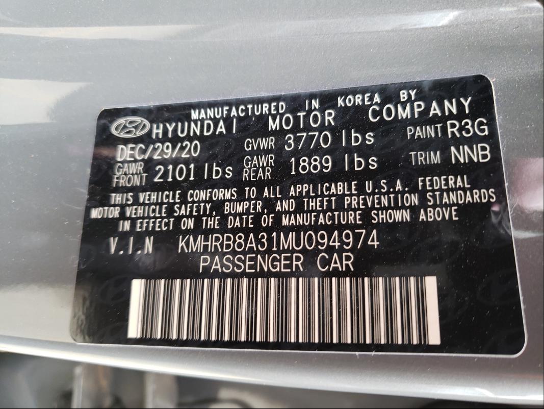 2021 HYUNDAI VENUE SE KMHRB8A31MU094974