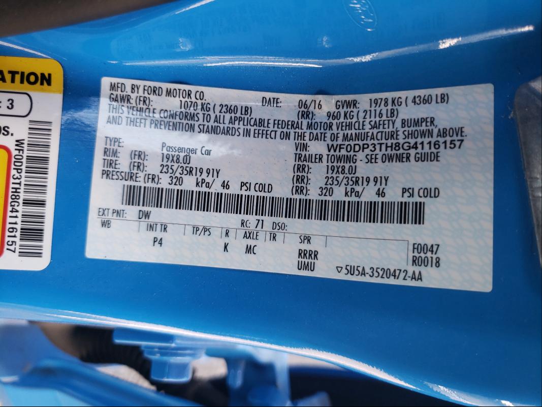 2016 FORD FOCUS RS WF0DP3TH8G4116157