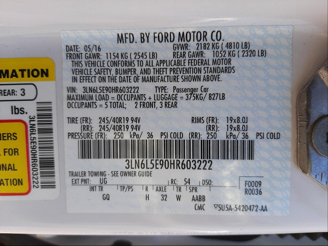 2017 LINCOLN MKZ RESERV 3LN6L5E90HR603222