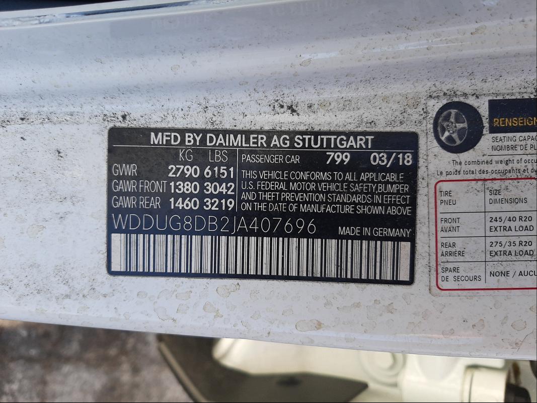 2018 MERCEDES-BENZ S 560 WDDUG8DB2JA407696