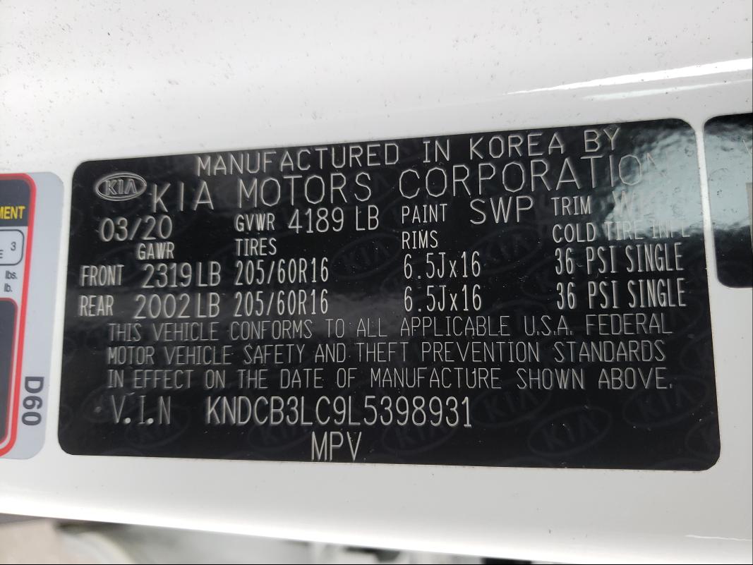 2020 KIA NIRO LX KNDCB3LC9L5398931