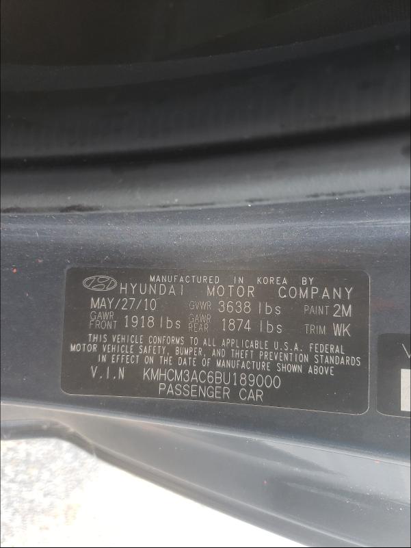 2011 HYUNDAI ACCENT GL KMHCM3AC6BU189000