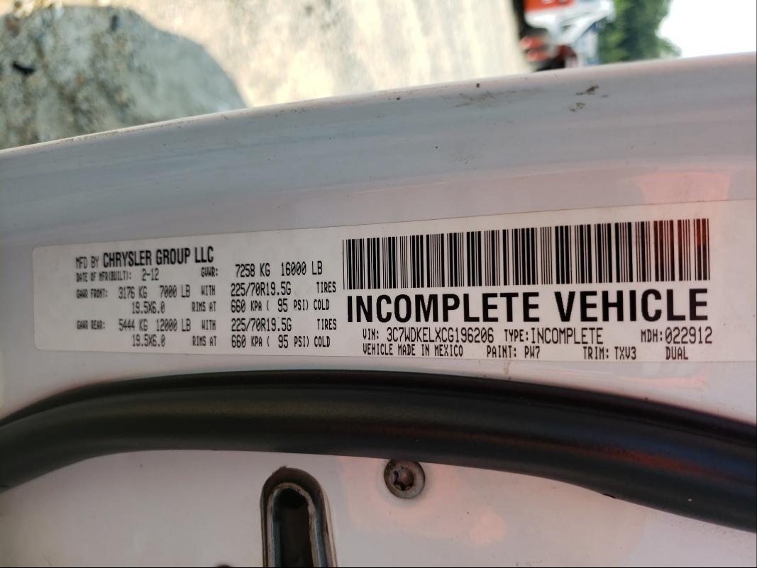 2012 DODGE RAM 4500 S 3C7WDKELXCG196206