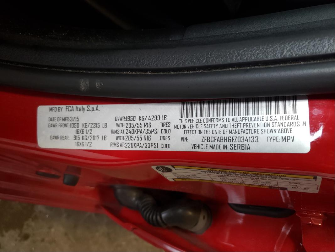 2015 FIAT 500L EASY ZFBCFABH6FZ034133