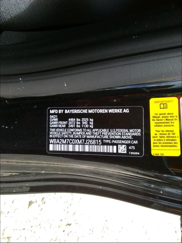 2021 BMW 230I WBA2M7C0XM7J26815