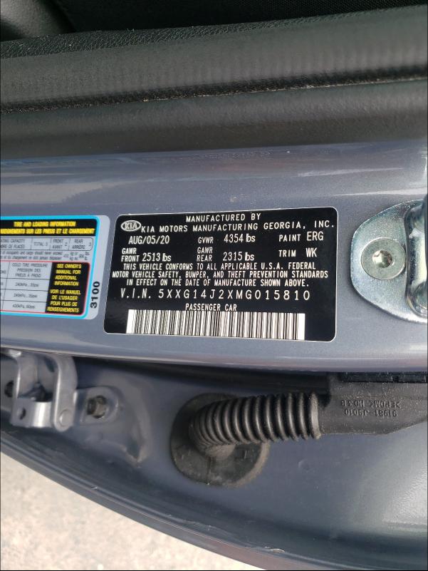2021 KIA K5 LXS 5XXG14J2XMG015810