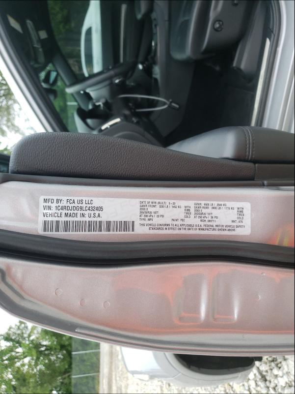 2020 DODGE DURANGO GT 1C4RDJDG9LC432405