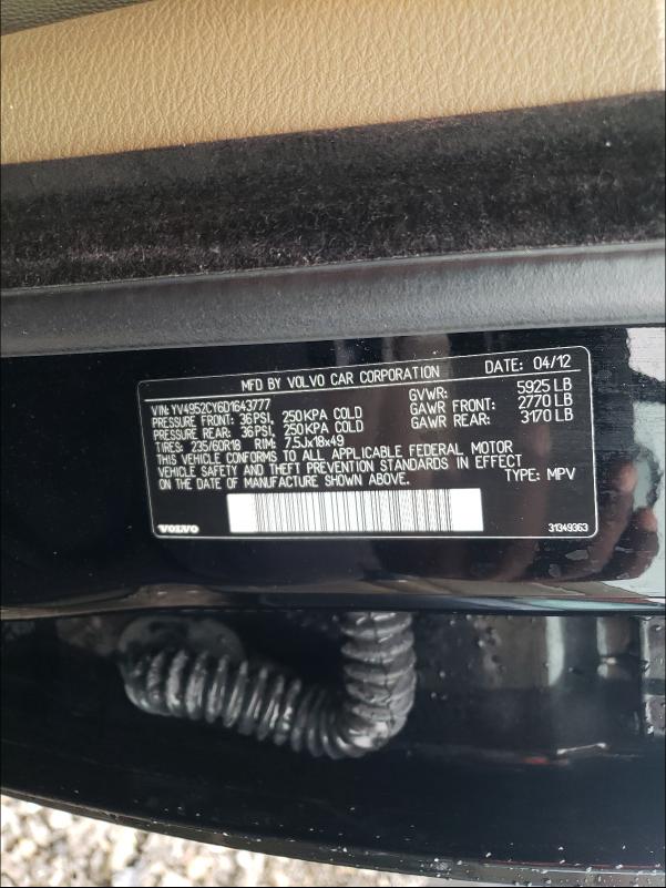 2013 VOLVO XC90 YV4952CY6D1643777