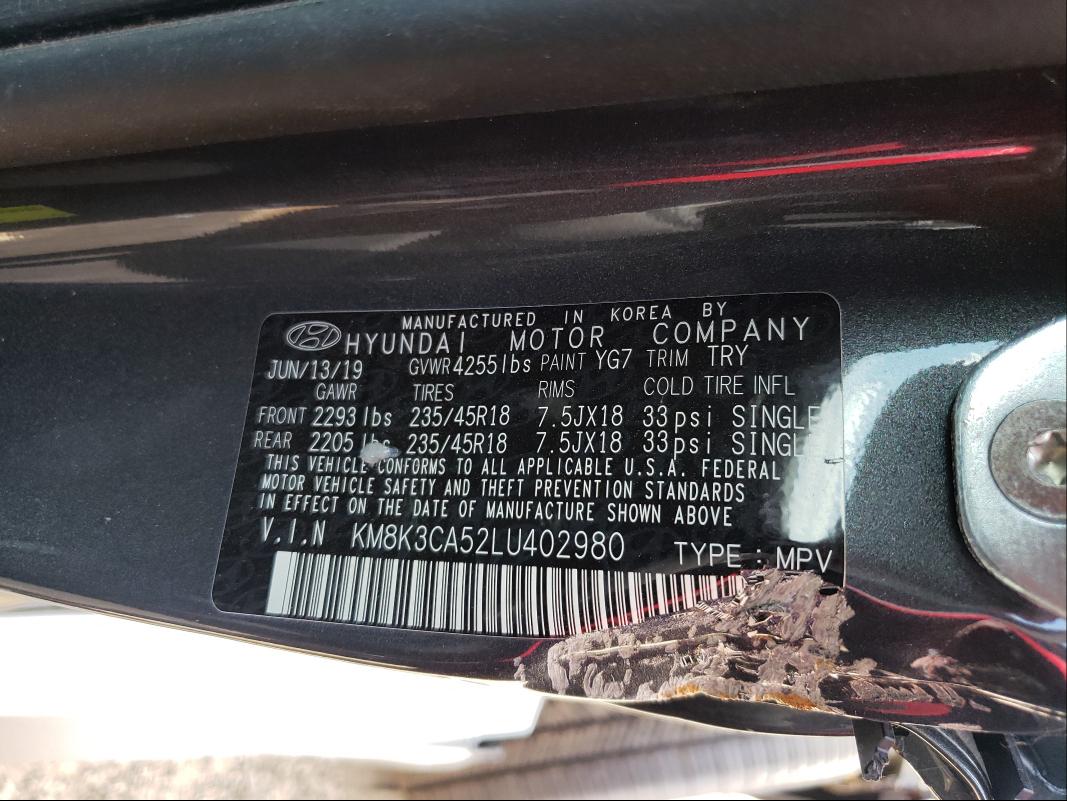 2020 HYUNDAI KONA LIMIT KM8K3CA52LU402980
