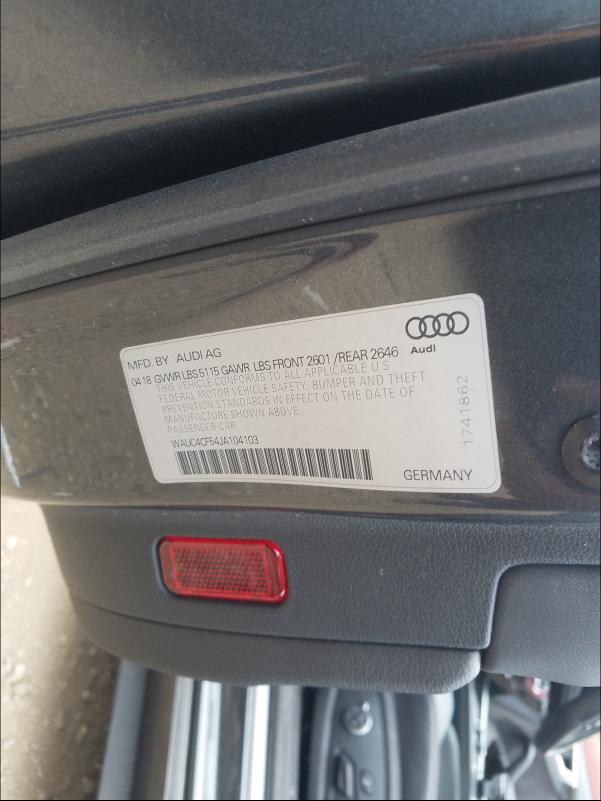2018 AUDI S5 PRESTIG WAUC4CF54JA104103