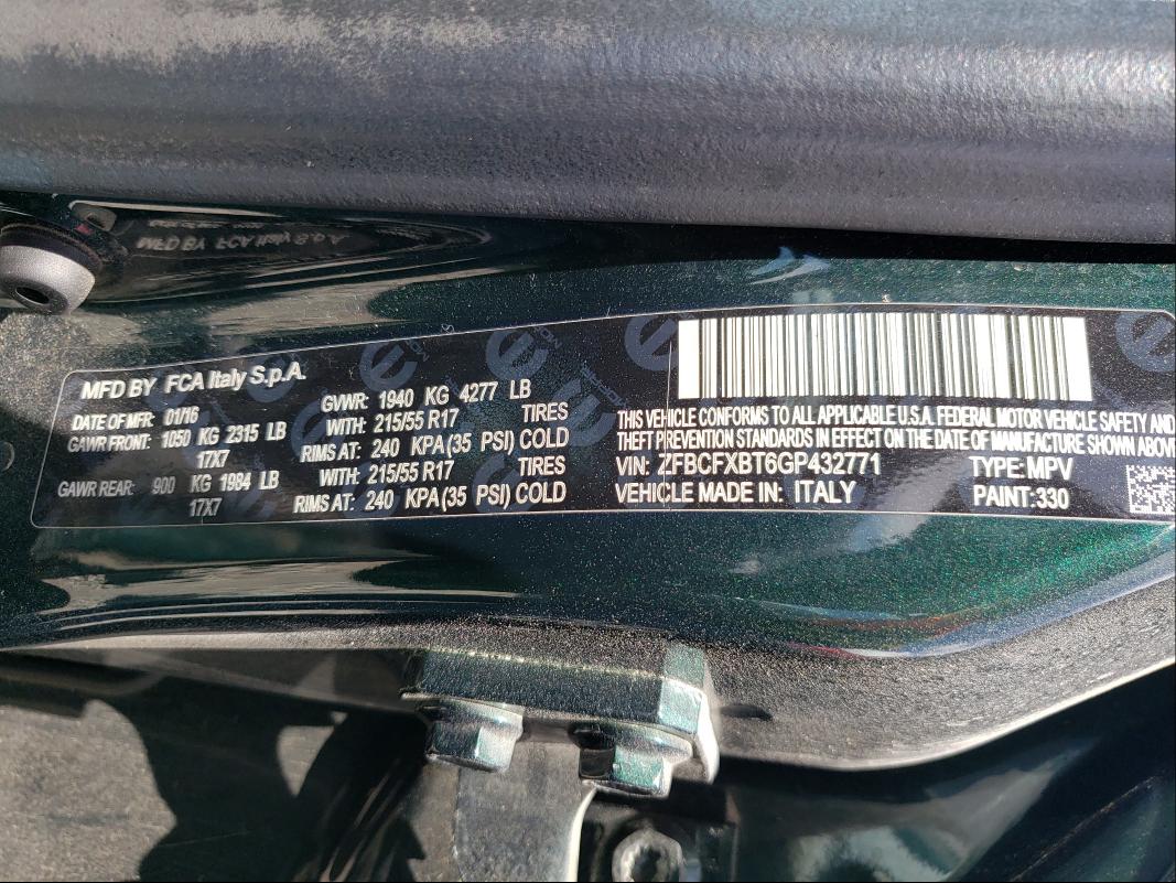 2016 FIAT 500X EASY ZFBCFXBT6GP432771