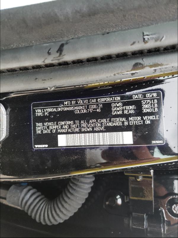 2019 VOLVO S90 T8 INS LVYBR0AL0KP084685