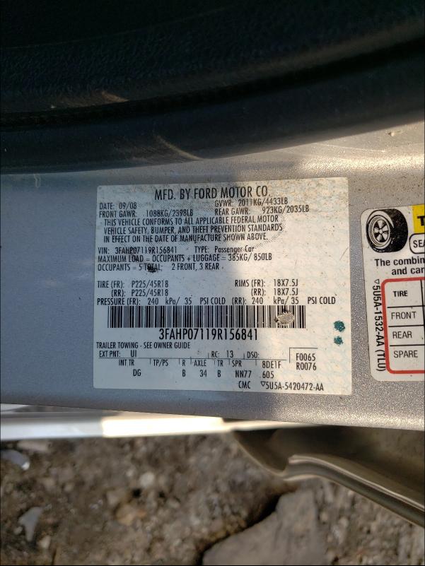 2009 FORD FUSION SE Photos | ME - LYMAN - Repairable Salvage Car 