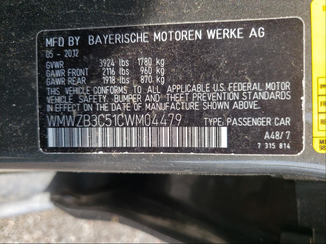 2012 MINI COOPER COU WMWZB3C51CWM04479