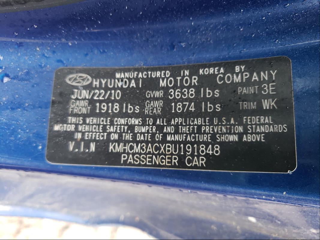 2011 HYUNDAI ACCENT GL KMHCM3ACXBU191848