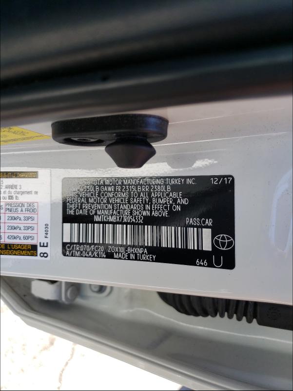 2018 TOYOTA C-HR NMTKHMBX7JR054332