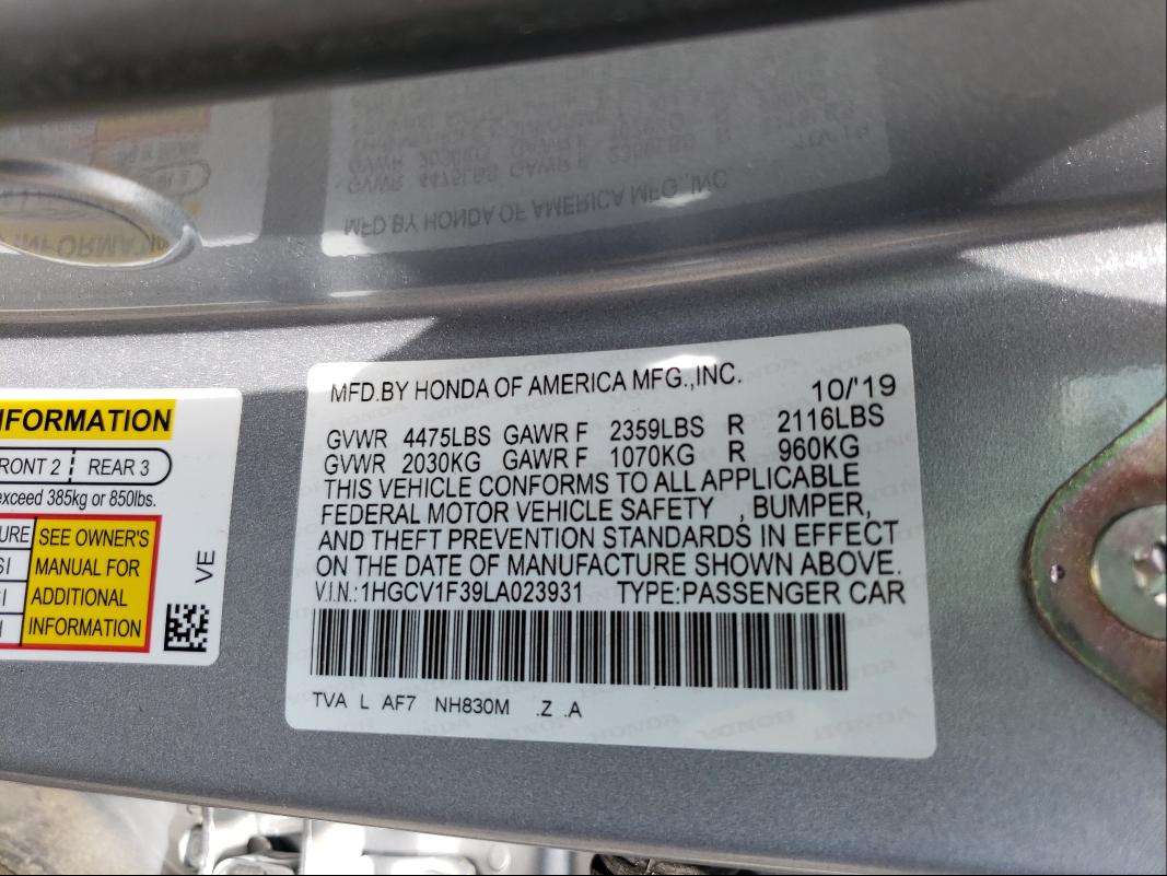 2020 HONDA ACCORD SPO 1HGCV1F39LA023931