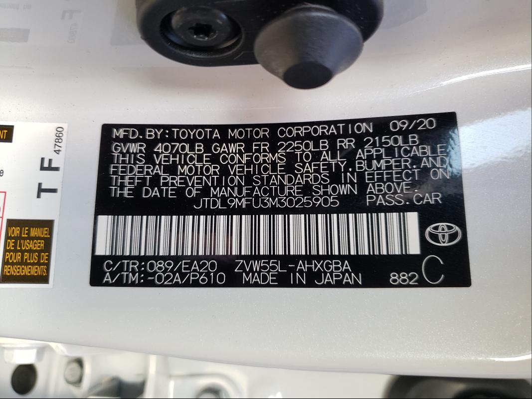2021 TOYOTA PRIUS LE JTDL9MFU3M3025905