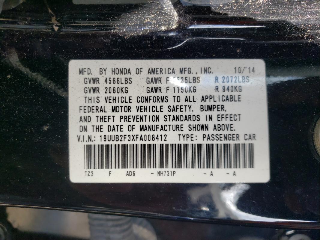 2015 ACURA TLX 19UUB2F3XFA008412