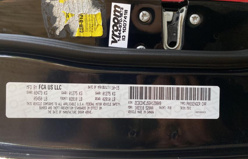 2016 DODGE CHARGER SR 2C3CDXEJ5GH129809