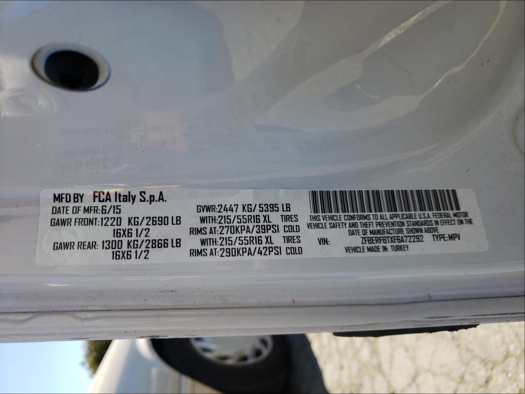 2015 RAM PROMASTER - ZFBERFBTXF6A72292
