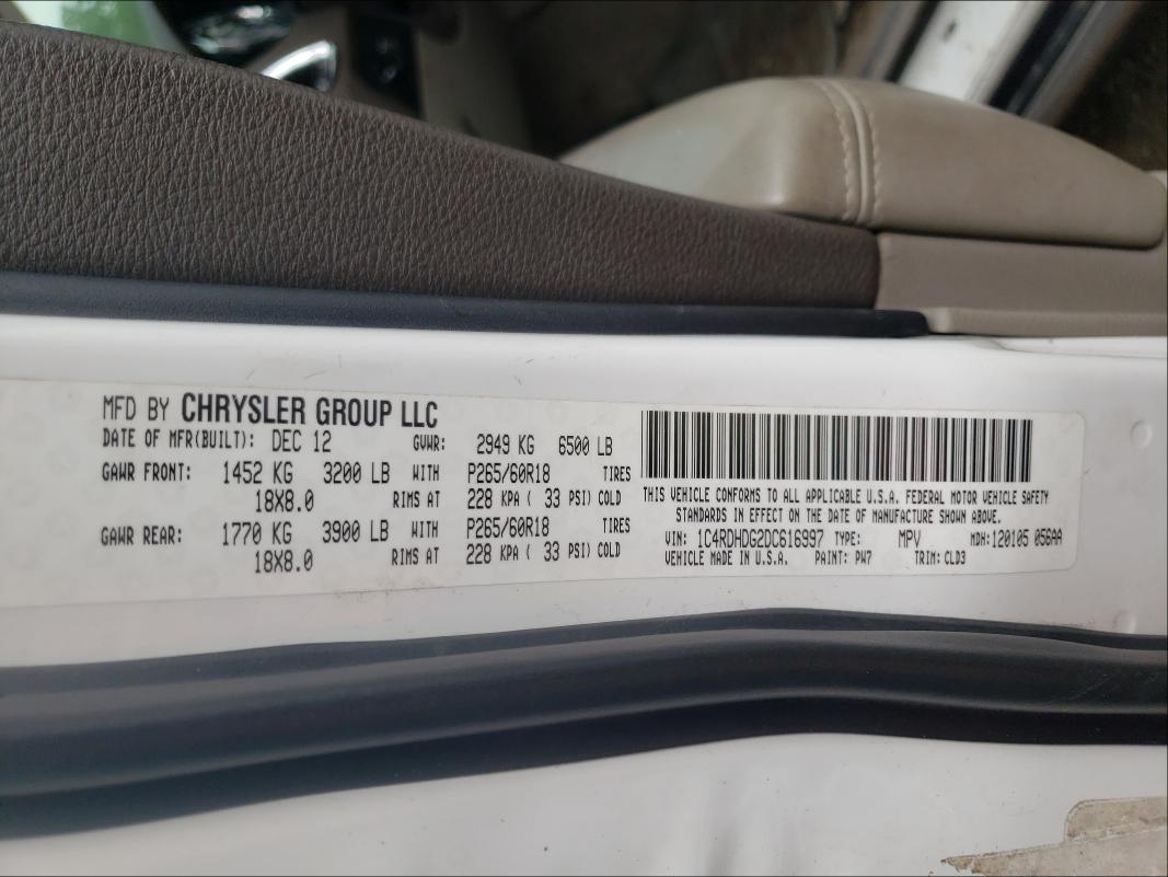 2013 DODGE DURANGO CR 1C4RDHDG2DC616997