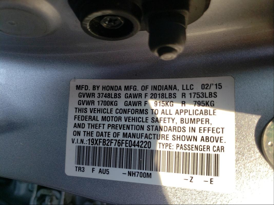 2015 HONDA CIVIC SE 19XFB2F76FE044220